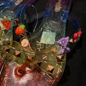 Flower, ribbons and charms sandals